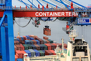 0070_6078 Die Ladung eines Containerfrachters wird in Hamburg Altenwerder gelscht. 