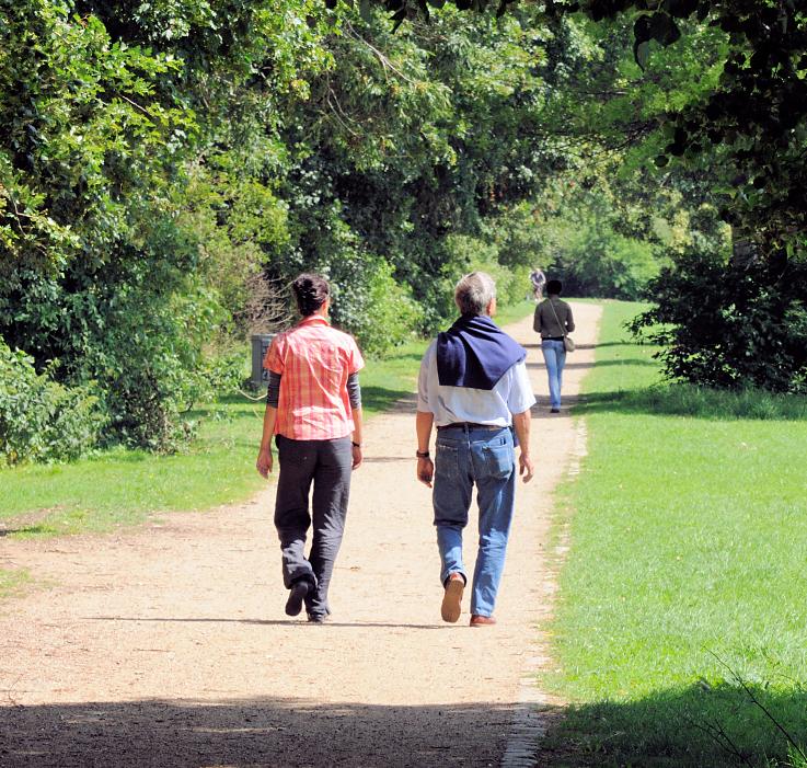 01180_5734 JSpazierweg mit Parkbesuchern im Elbpark Entenwerder - die ehemalige Hafenanlage in Hamburg Rothenburgsort wurde zugeschttelt und in eine Grnanlage an der Norderelbe umgenutzt.