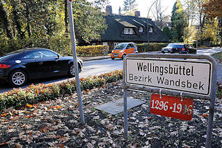 1767 Stadtteilschild - Stadtteilgrenze Wellingsbüttel Bezirk Wandsbek - Strassenverkehr.